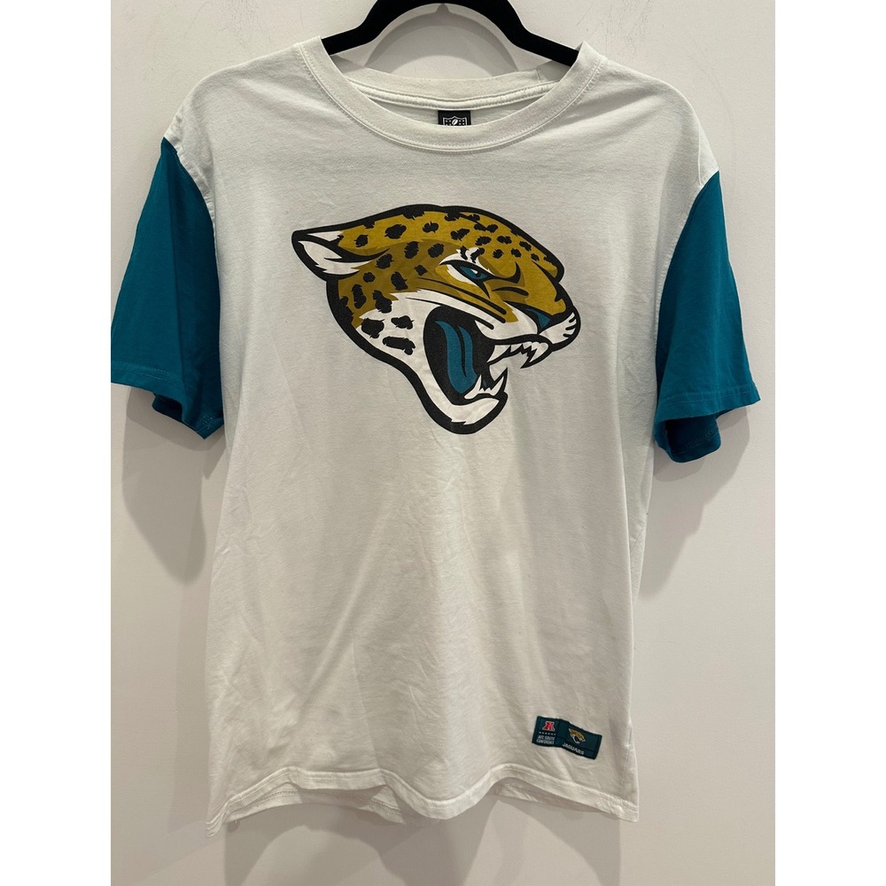 NFL Team Apparel Jacksonville Jaguars T-Shirt Mens Large White Teal AFC South
